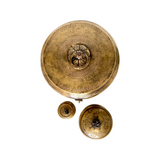 Round Brass Trinket Box - Chest, Hand-Etched