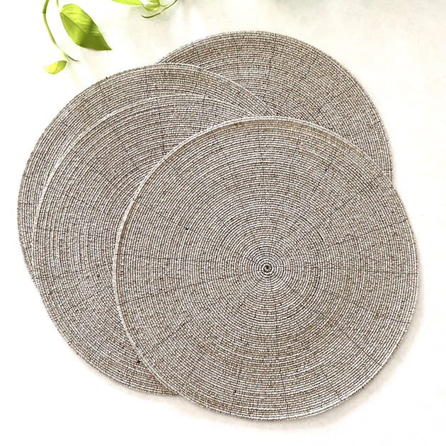 Beaded Placemats & Coasters - Natural & White