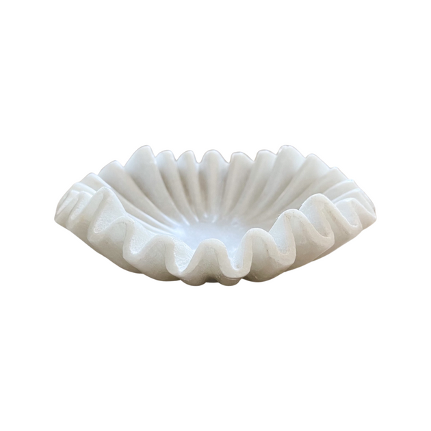 Marble Fluted Bowl - Wavy Ripple - Hand Carved