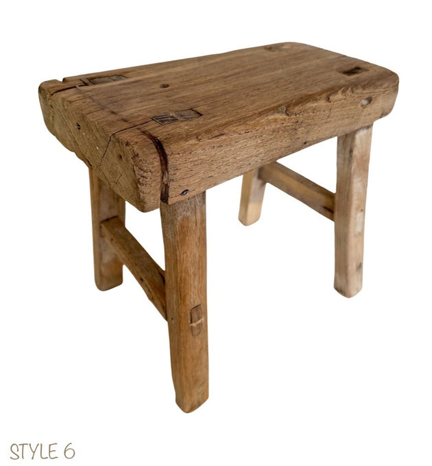 Elm Wood Workers Stool - Mini