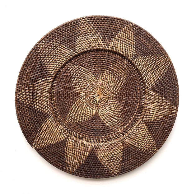 Woven Rattan Plate - White & Chocolate