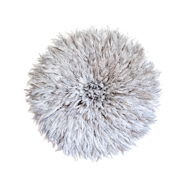 Bamileke Feather Juju Hat - Grey