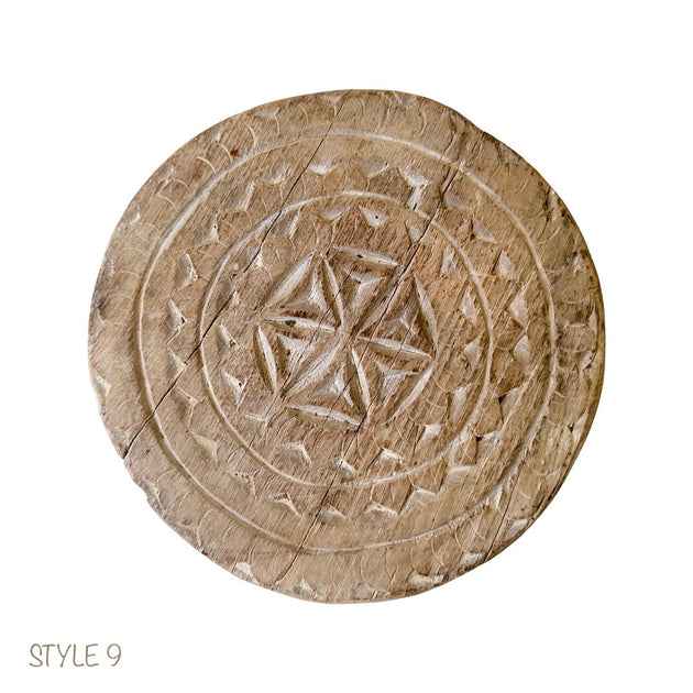 Bleached Wooden Chapati Plate, Old Indian