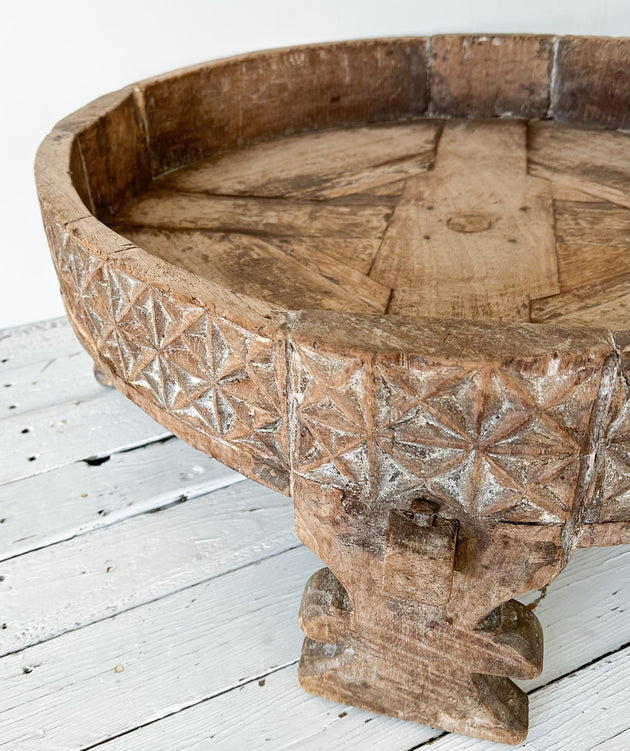 Vintage Indian Wooden Grinder Table