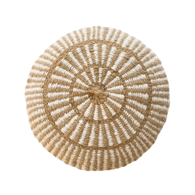 Iana Double Weave Cushion Cover in Natural & Natural Nut - Round