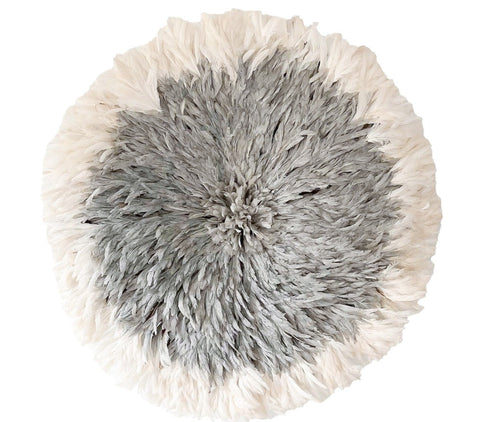 Bamileke Feather Juju Hat - White & Grey