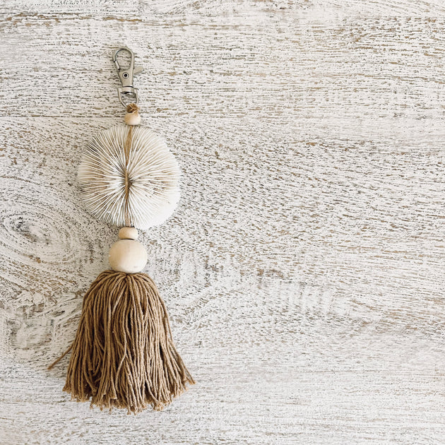 Coral Shell Tassel Keyring