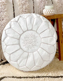 Moroccan Pouf Ottoman - White