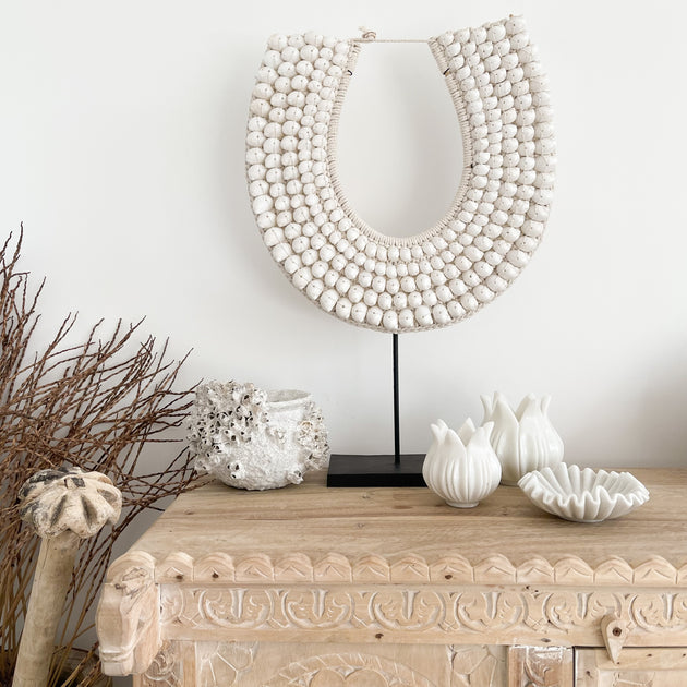 Bondi White Tribal Shell Necklace - 5 tier shells