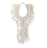 Tall Tribal White Shell Necklace