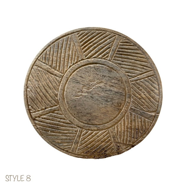 Bleached Wooden Chapati Plate, Old Indian