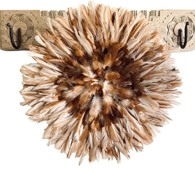 Bamileke Feather Juju Hat - Natural Brown