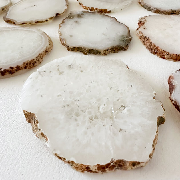 White Salt Quartz Coasters - Natural