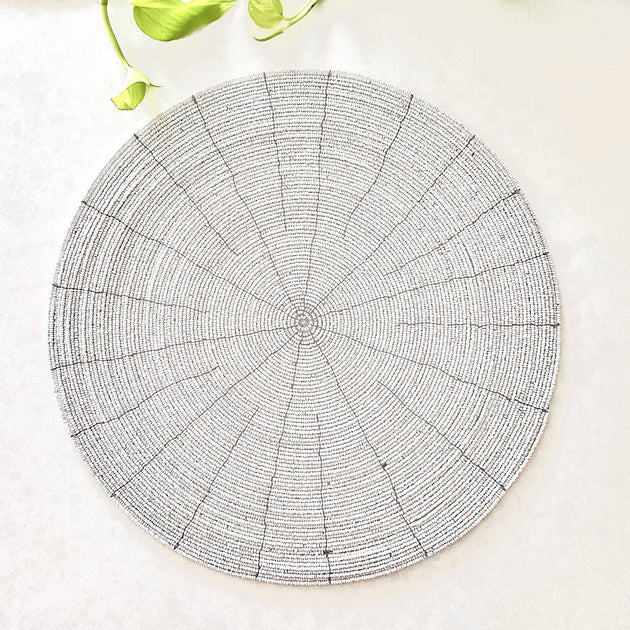 Beaded Placemats & Coasters - Natural & White