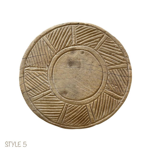 Bleached Wooden Chapati Plate, Old Indian