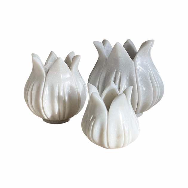 Marble Lotus Tealight Candle Holder