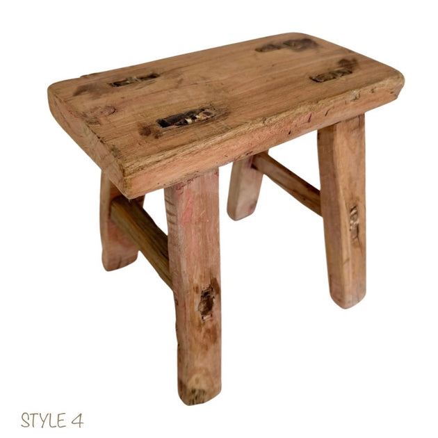 Elm Wood Workers Stool - Mini