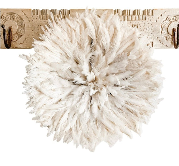 Bamileke Feather Juju Hat - White