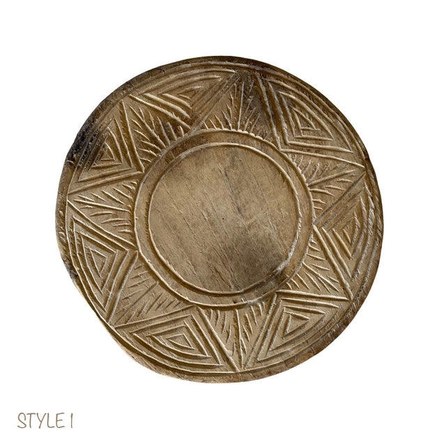 Bleached Wooden Chapati Plate, Old Indian