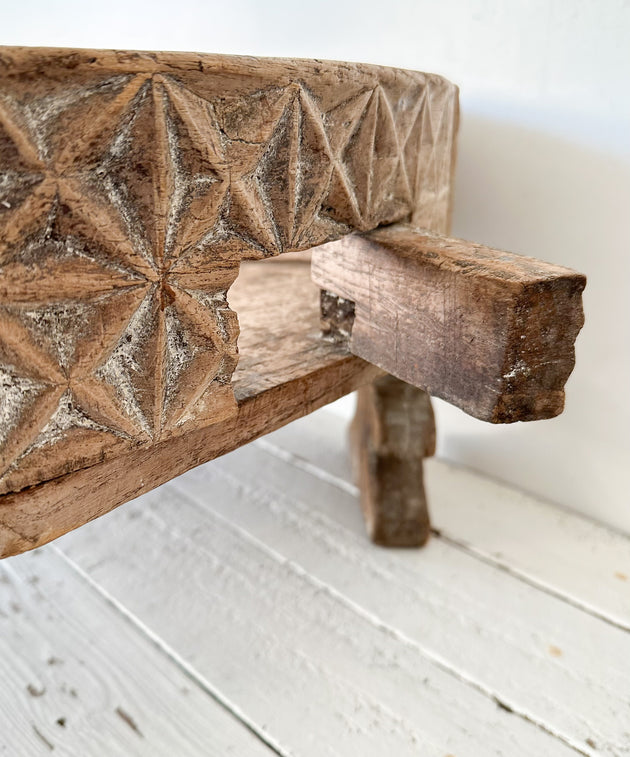 Vintage Indian Wooden Grinder Table