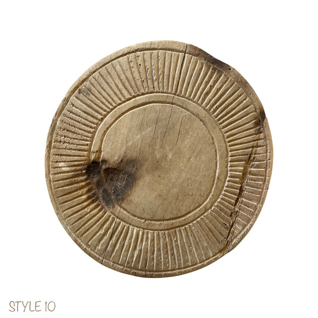 Bleached Wooden Chapati Plate, Old Indian