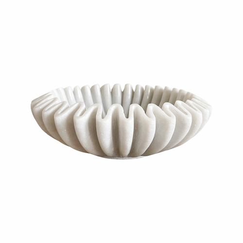 Marble Fluted Bowl - Ripple - Hand Carved