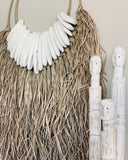 Tribal Carved Wooden Warrior - White-washed